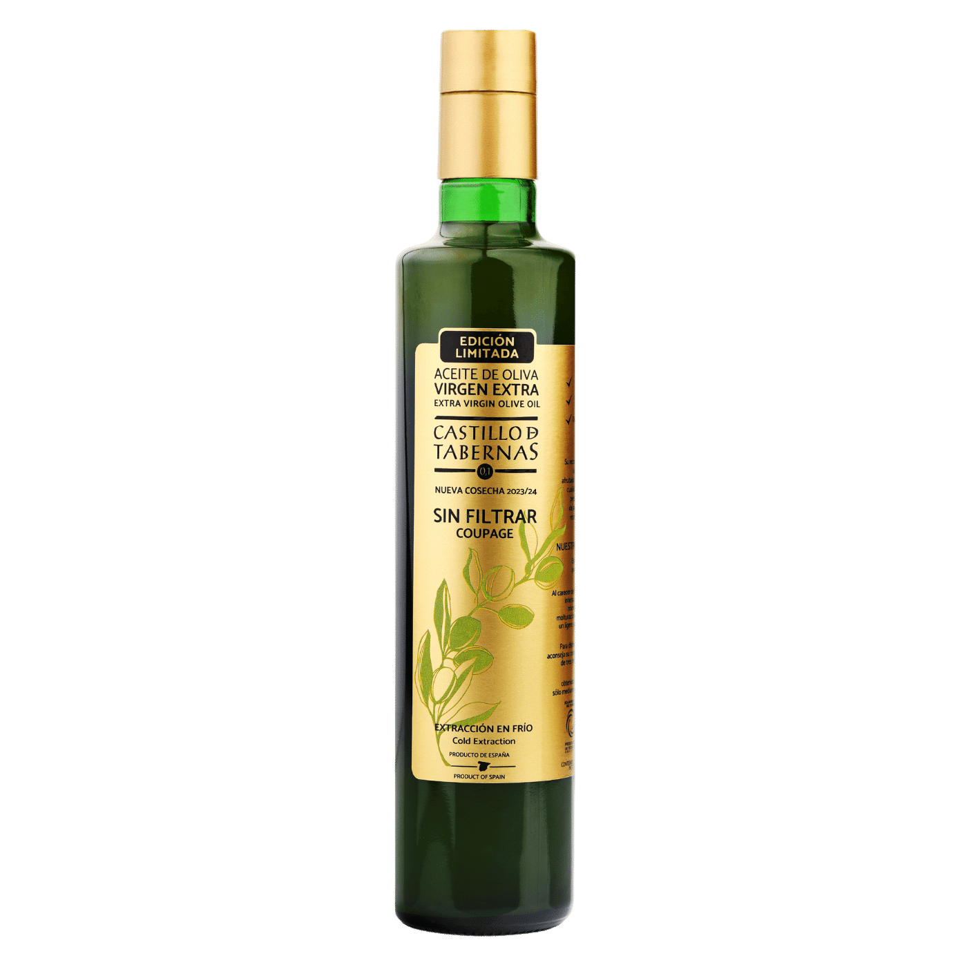 aceite de oliva etiqueta dorada